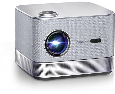 AURZEN Boom 3 Videoprojecteur 4K, Officielle-Netflix/DoIby, Auto Focus/Keystone, 500 ANSI Vidéoprojecteur WiFi Bluetooth Projecteur, Full HD 1080P, 2x18W Haut-Parleurs, Zoom, HDMI/USB, Argent