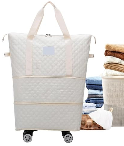 Uhngw Handgepäck-Reisetasche mit Rollen, Faltbare Reisetasche mit Rollen - Gepäcktasche mit abnehmbaren Rollen | Erweiterbares Handgepäck, Reisetasche mit großem Fassungsvermögen für Geschäftsreisen,
