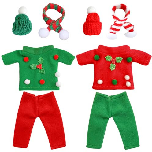 LETTERASHQP Puppenkleidung Weihnachtselfen Zubehör Weihnachtselfen Kleidung Weihnachtselfen Puppe Kostüm Zubehör Weihnachten Puppenbekleidung Weihnachtselfen Zubehör für Puppendekoratione