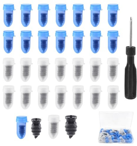 Mebamce 30 PCS Tyre Repair Nails, Rubber Tire Screws with Screwdriver, Car Tyre Puncture Repair Kit, Self-Service Tire Fast Repair Nails for Car Motorcycle Agricultural Vacuum Tires (15 S+15 L)