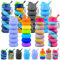 8 Pack Collapsible Water Bottles, 16 oz Travel Water Bottle Silicone Foldable Water Bottles, Portable Sport Water Bottle Reusable Leakproof Water Bottle Bulk for Travel Camping Hiking (Mixed Color)