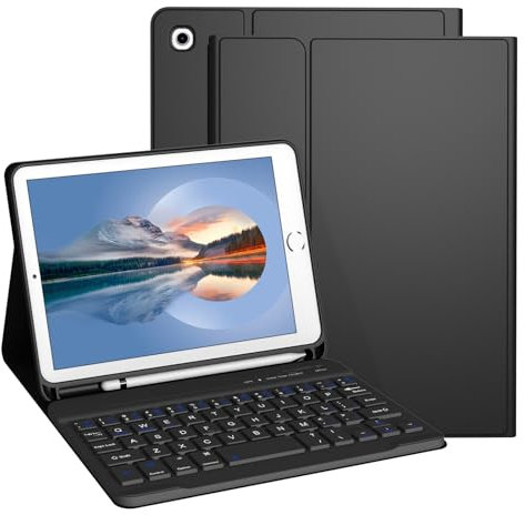 Divufus Keyboard Case for iPad Mini 5th & Mini 4th Generation 7.9 Inch [Magnetic Detachable Wireless Keyboard][Support 3 System] Flip Stand Case with Pencil Holder for iPad Mini 4/5, Black