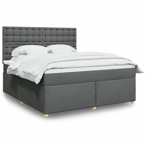 qohoio Boxspringbett mit Matratze Dunkelgrau 180x200 cm Bett Boxspringbett Bett Mit Matratze Schlafzimmer MöBel Polsterbett Stoff - 3291374