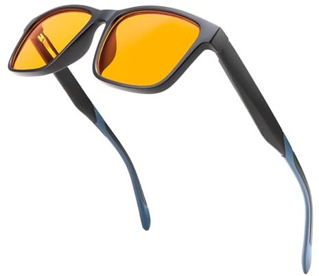 OnrySxn Blue Light Blocking Gaming Glasses, Migraine Glasses Anti Glare Gamer Glasses Anti-Fatigue Blue Light Orange Rectangle Frame Eyeglasses for Men Women Computer Screen TVs Mobile Phones Amber