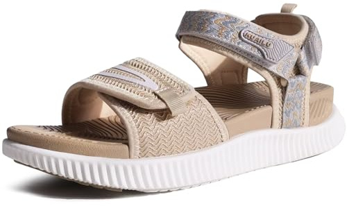 KuaiLu Sandalen Damen Trekking Orthopädische Sport Outdoor Wandersandalen | Bequeme Plantarfasziitis Frauen Sommer Leicht Offen Zehen Verstellbare Klett Sandalen