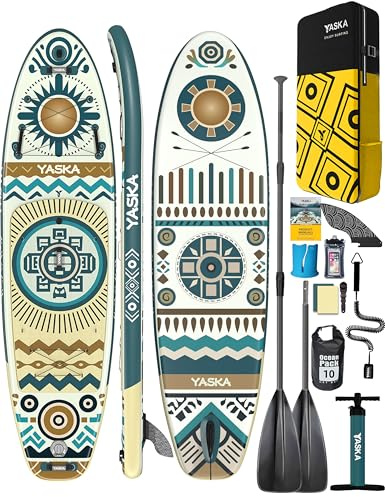 YASKA Tabla Paddle Surf Hinchable,Stand Up Paddle Board Surf con Accesorios Soporte para Taza,Remo,Bomba,Correa,Aleta para 2 Personas Familia Adultos