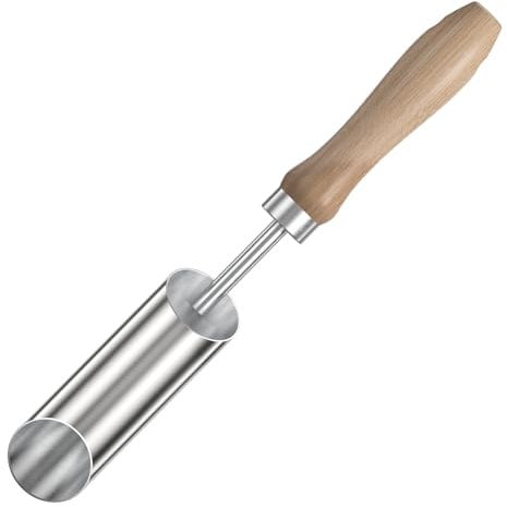FLORA GUARD Stainless Steel Small Bulb Planter Tool, 30cm Garden Transplanter Didder with Wooden Handle, Manual Hole Digger for Planting Bulbs, Seeds & Seedlings