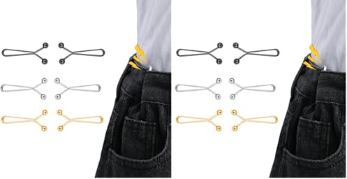 VOMZIKL Hosen Taillenspanner, Taillenschnallen Clips kein Nähen Jean Knopfnadeln Knöpfe
