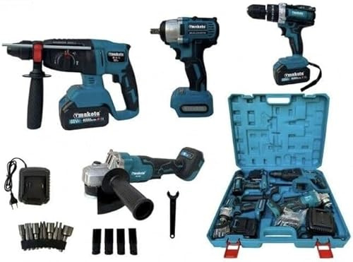 Kit 4 in 1: Tassellatore, Trapano a Impulsi, Avvitatore a Percussione 68V Brushless, Smerigliatrice