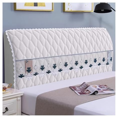 HUIJIQX Dicker Kopfteil Abdeckung Einzelzimmer Volltonfarbe Kopfteil Schutz moderner Holz Bett Leder und Bettbezug Stoff (Spitze beige, 210 cm x Höhe 65 cm)