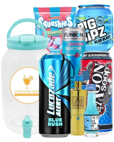 Celebration Spirits ChugJug XL Blue Raspberry Flavour | Home Cocktail Making Kit | 3L Drinks Dispenser with Tap