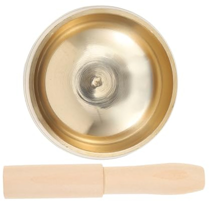 Handgefertigte Gold Meditation Tibetische Klangschale | Satz mit Klöppel, Kupfer und Holz, Leicht für Reise und Urlaub, für Männer und Frauen