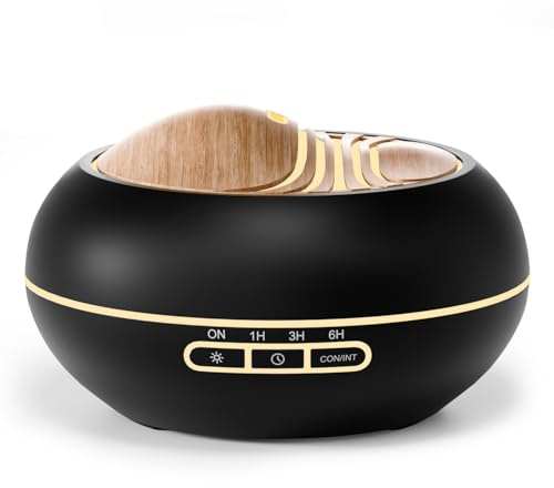 SALKING Aroma Diffuser für Ätherische Öle 400ml Aromatherapie RGB | Raumduft Ultraschall Diffusor Schwarz Holzmaserung Duftöldiffusoren Duftdiffusor für Zuhause Büro Yoga Schlafen
