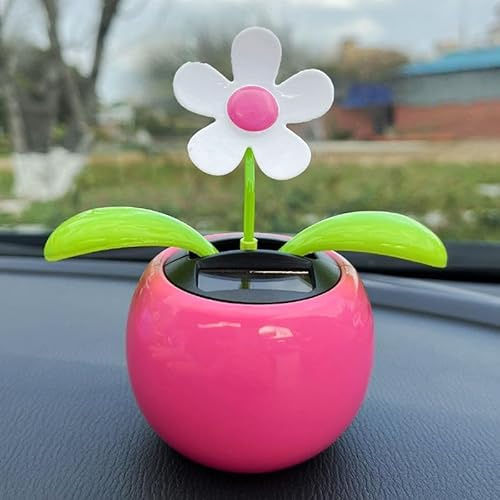 Rose Red Solar Dancing Flower Car Dashboard Decorations - Funny Solar Powered Dancing Flower Pot Car Ornaments Flower Swinging Toy for Car Decor Gifts for Friends Solar Power Learning