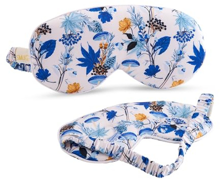 SMUG Cloud Padded Satin Sleep Masks | Skin & Hair Friendly | Improve Sleeping | Plush Eye Cushions for Women & Men | Elasticated Strap | Premium Comfort | Home & Travel | Cornflower