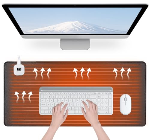 SKJJM Beheizte Schreibtischunterlage, 80x33cm Tischunterlage Beheizte mit 5 Heizstufen & 4 Stunden Automatischer Abschaltung, USB Wasserdichtes Beheizte Mousepad für Pc/Laptop, Büro Und Zuhause