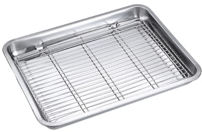Folpus Backblech mit Rost, Ölauffangwanne, vielseitige Backform, Kühlrost zum Braten, Kochen, gewerblicher Pizza-Crisper, Grillen