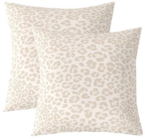Homemissing Beige Leopard Kissenbezüge 45x45cm Safari Gepard Sofakissen Couchkissen Tierdruck Dekokissen Kissenbezug Kissenhülle