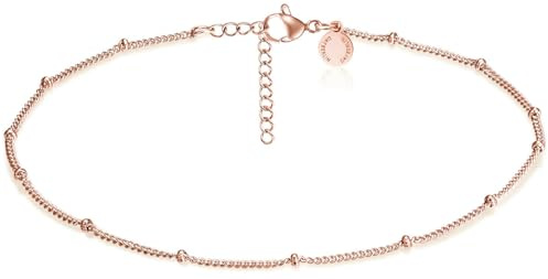 day.berlin Damen Fußkette Point, 22+4cm mit kleinen Kugeln, 18K vergoldet | Schlichtes Fußkettchen für Frauen aus 316L Edelstahl, nickelfrei und wasserfest