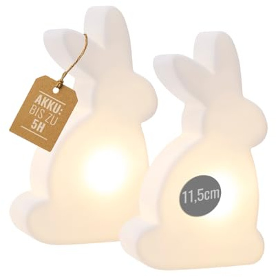 8 seasons design LED Hase Mini-Leuchten Set Shining Rabbit Micro (Weiß) Duo Bundle - Dekolampen 12 cm - kabellos mit Akku & USB-C aufladbar - Tischdeko, Osterhase für Fensterbank, Kinderzimmer, Ostern