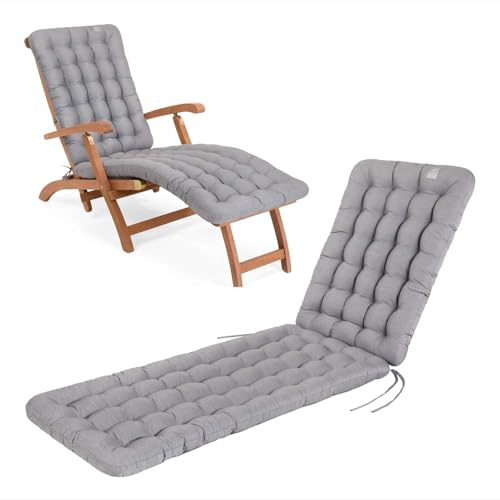 Have A SEAT Luxury Gartenliege Auflage 180x50 cm – EXTRA DICK 8 cm – waschbar bis 95°C – UV-beständig – Liegenauflage für Sonnenliege, Liegestuhl, Relaxliege & Deckchair - Made in Germany (Hellgrau)