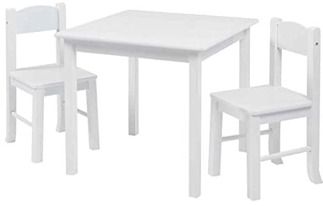 Liberty House Toys Children's White Wooden Table & 2 Chairs Set, Engineered Wood, 53.5cm H W x 60cm D