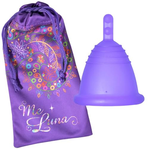 Menstruationstasse Sport, Stiel, Blau-Violett, Größe SHORTY XL