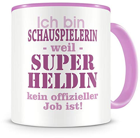 Samunshi® Ich bin Schauspielerin Tasse Beruf Geschenk Kaffeetasse Teetasse Kaffeepott Kaffeebecher Becher rosa