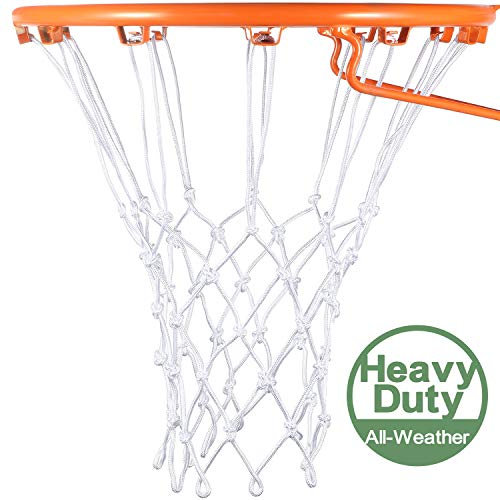 Syhood Basketballkorb Netz für jedes Wetter, passend für Standard Indoor oder Outdoor Basketballkorb, 12 Schlaufen (5 Knoten, weiß)