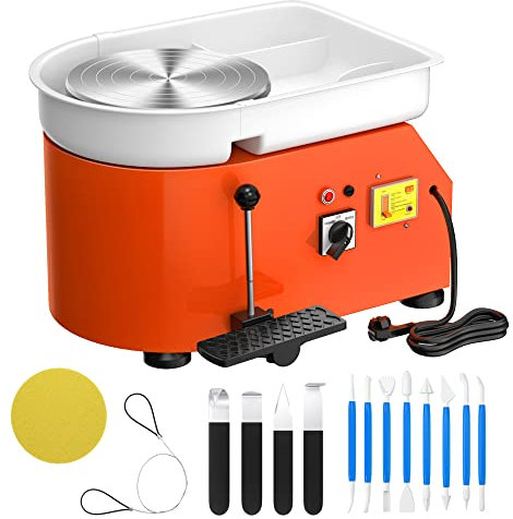 Skytou, rotella elettrica per ceramica da 25 cm, 350 W, con pedale per argilla, per fai da te, in ceramica, argilla