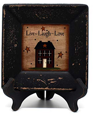 CVHOMEDECO. Primitives - Placa decorativa de casa de campo con estante cuadrado, placa de madera para decoración del hogar y la oficina, 15,2 x 15,2 cm