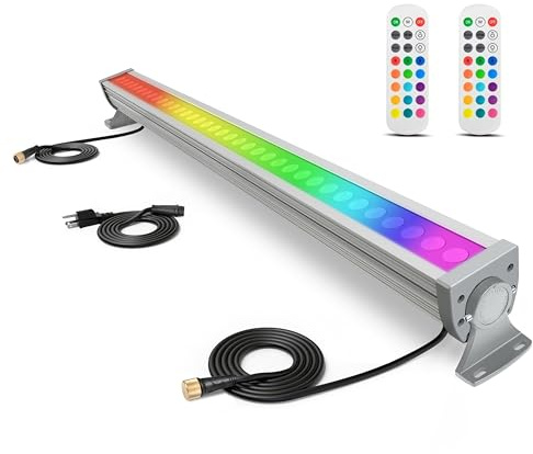 Linkable LED Wall Washer Light ATCD 144 W LED Spot Light RGBW 5000 K, Plug and Play, IP65 Waterproof, Simultaneous Work Light Bar for Outdoor and Indoor Lighting Projects (with RF Remote Control)