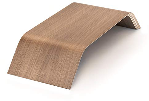 FEYN DESK ® Bambus Monitorständer - optimale Breite [55cm] ideal auch für große Bildschirme & Tastaturen - Rutschfester Monitor Stand [Farbe: Walnut]