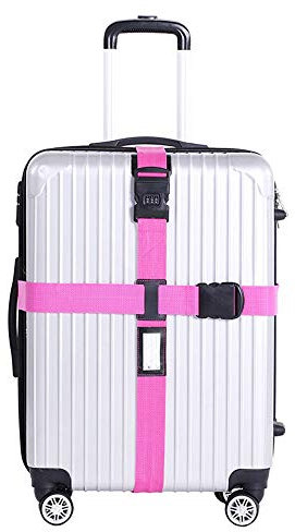 MoonyLI Gepäckgurt (Kreuz),Einstellbare kofferband Travel Accessories Koffer Gepäckgurt mit Zahlenschloss und Namensschild, praktisches Kofferband