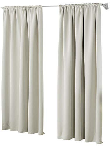 Laneetal Verdunkelungsgardine mit Kräuselband 2 Stücke Vorhang Blickdicht Verdunklungsvorhang in Beige 135x245 cm Thermovorhang für Schlafzimmer Gardine Lichtundurchlässig