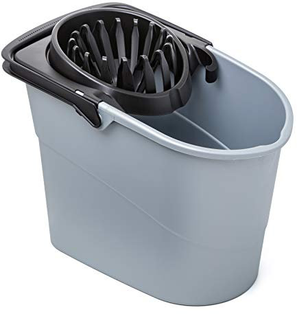 Tatay Cubo de Fregona Spider, de PP, Libre de BPA, Escurridor por Presión, Sin Salpicaduras. Fabricado en España. Color Gris