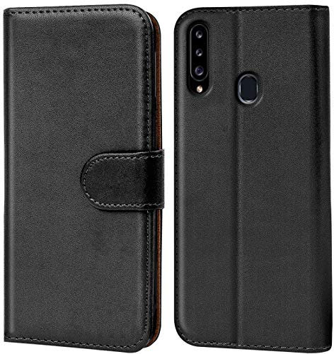 Verco Handyhülle für Samsung A20s Hülle, Klapphülle für Samsung Galaxy A20s Tasche PU Leder Flip Case Brieftasche, Schwarz