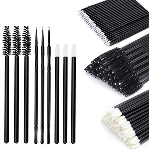 Canvalite - 300 pezzi per mascara Wands Lip Wands and Micro Applicators Brushes Total, 100 pennelli per eyeliner + 100 pezzi per labbra + 100 pennelli da trucco micro