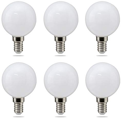 E14 G16(G50) LED Light Bulb 5W Round Light Bulb 50W Equivalent E14 Base Warm White 3000K Frosted Glass 750 Lumen Round Vanity Light Bulbs for Padent Ceiling Fan Chandelier, 6 Pack