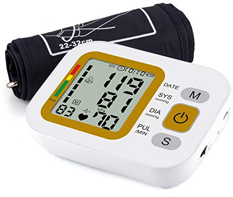Blood Pressure Monitor Upper Armautomatic Home Electronic Heart Rate Pulse Monitor Sphygmomanometer, USB Charging,B