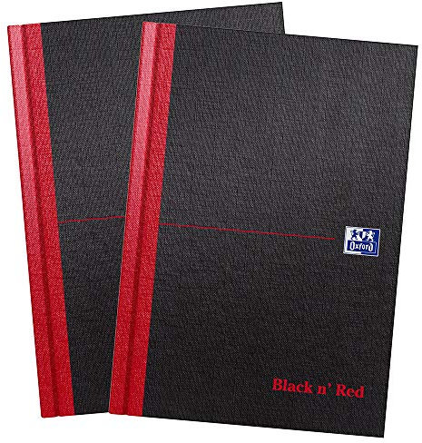 Oxford Black n' Red Notizbuch, A5, Hardcover, gebunden, liniert, 2 Stück