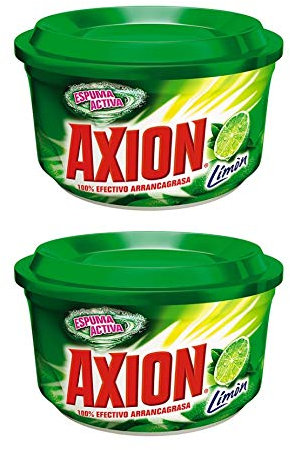 AXION Pasta para lavar platos LIME 450g El Real colector de grasa LAVAPLATOS El Verdadero Arrancagrasa LIMON (Pack de 2) - Importado de Colombia