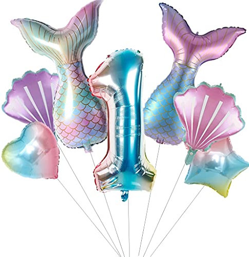 Großes Meerjungfrau Luftballons 1 Jahre geburtstag Deko Mädchen Set 1 Jahre Kindergeburtstag Deko Meerjungfrau Folienballon 1. Geburtstag dekoration Mädchen ballons 1 Geburtstag Deko Mädchen(1)