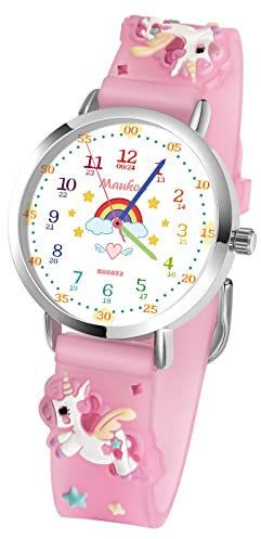 Maukoo Montre Enfant, Montre à Quartz Analogique de Dessin Animé 3D, Montre-Bracelet pour Garçons et Filles, Montre pour Enfant étanche 30M Bracelet en Silicone (Licorne Rose)