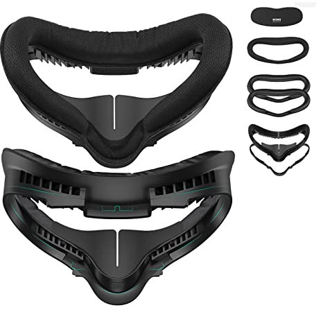 KIWI design Fitness Facial Interface Compatible with Oculus Quest 2 Accessories (Upgraded Version), with Leather Foam Pad Replacement 2 Piece, Cloth Sports Pad, Glasses Spacer, and Lens Protector