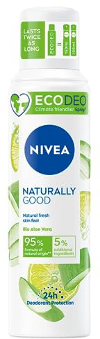 NIVEA NATURALLY GOOD EcoAir® Aloe Vera Deodorant Zerstäuber (1 x 125 ml), Frauen-Deodorant Mit 24H Wirksamkeit, Natürliches Komprimiertes Produkt Mit 95% Natürlichen Inhaltsstoffen