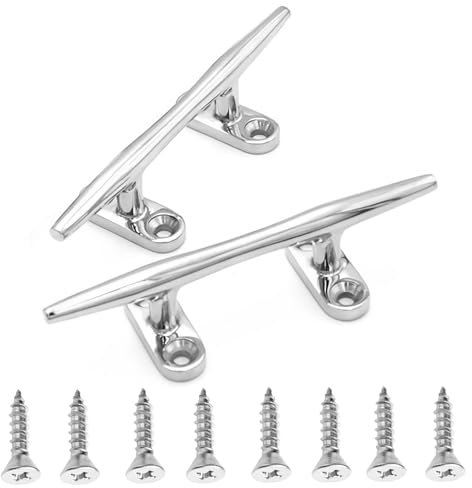 9Tong Heavy Rope Boat Cleat Marine Open Base Boat Cleats Stainless Steel Hardware Dock Cleat Mooring Kayak SUS316 150mm 2pcs