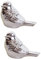 Sharplace 2X Kleine Silberne Keramik Mollige Vogelfigur Ornamente Tiermodell Geschenk für Statue Dekoratives Silber, S