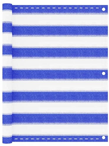 vidaXL Balkon Sichtschutz Bespannung Terrasse Windschutz Sonnenschutz Balkonbespannung Balkonverkleidung Balkonsichtschutz Blau Weiß 75x500cm HDPE