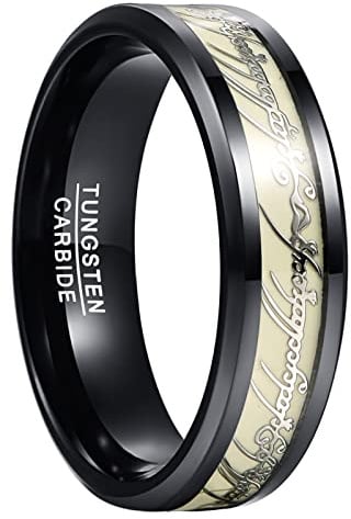 SFERT Lord of The Rings 8mm Tungsten Wedding Bands for Men Black Tungsten Carbide Rings Luminous Rings